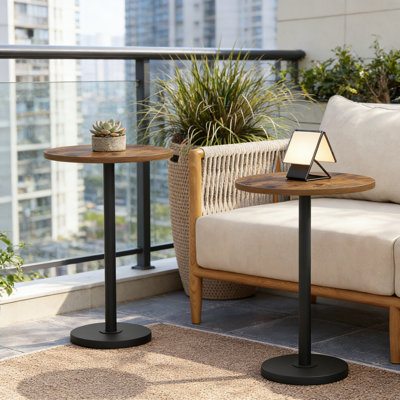 Round Side Table Set Of 2, Pedestal Drink End Tables For Small Spaces, Sturdy Martini Table With Marble Pattern For Living Room, Bedroom, Or Dorm