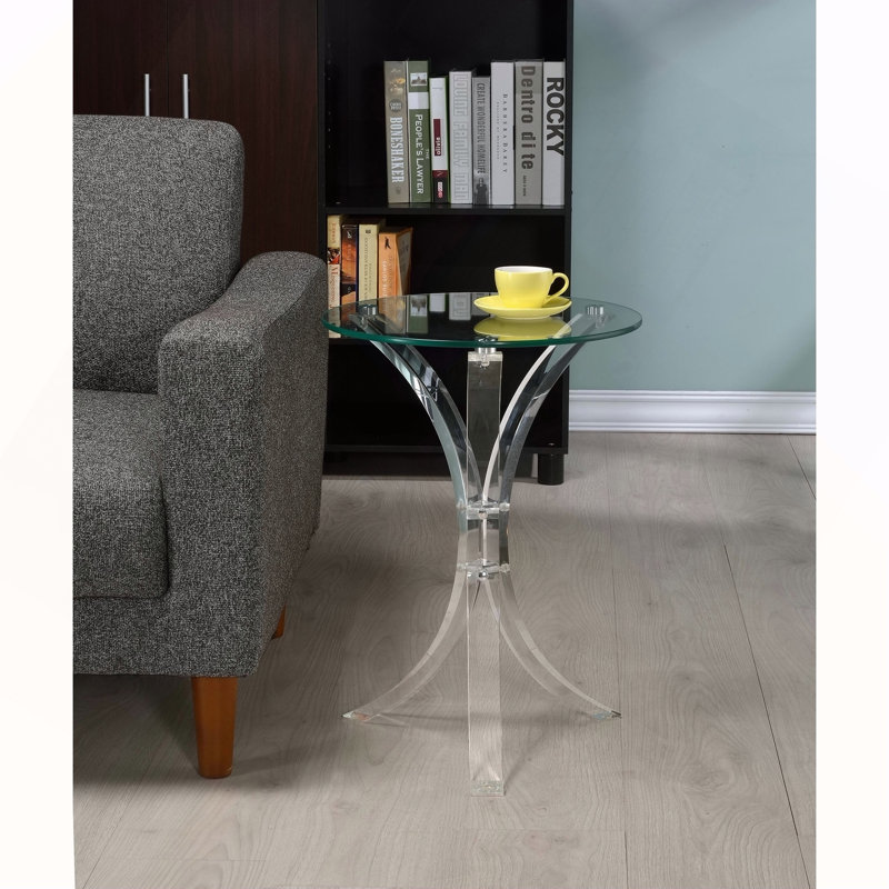 Bailey Clear Round Glass Top Acrylic Side Table