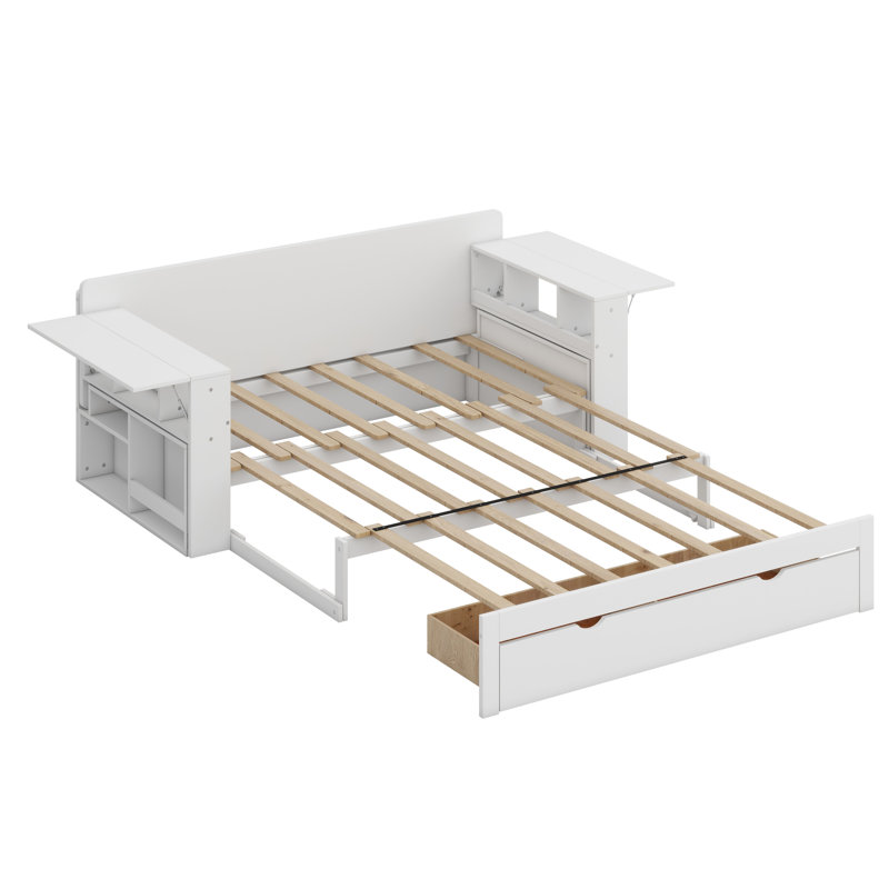 Lit de jour avec bureau amovible, Blanc
