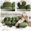 Ensemble de salon modulaire 6 pièces en chenille avec 2 poufs, 8 coussins ronds et pieds en bois massif, vert olive-133422356