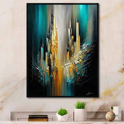 Abstrait géométrique vert et jaune - reproduction sur toile