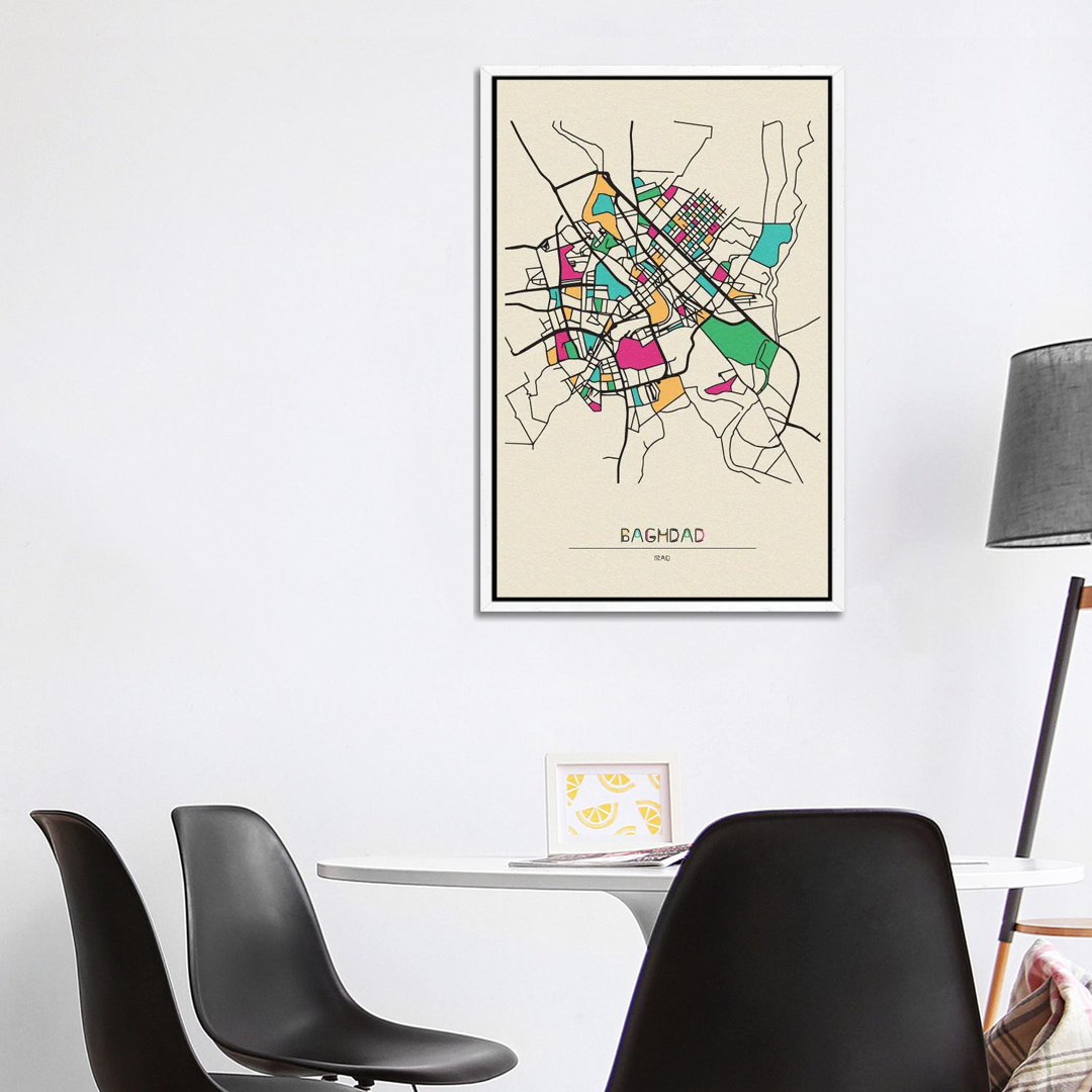 Baghdad, Iraq Map by Ayse Deniz Akerman - Print on Canvas