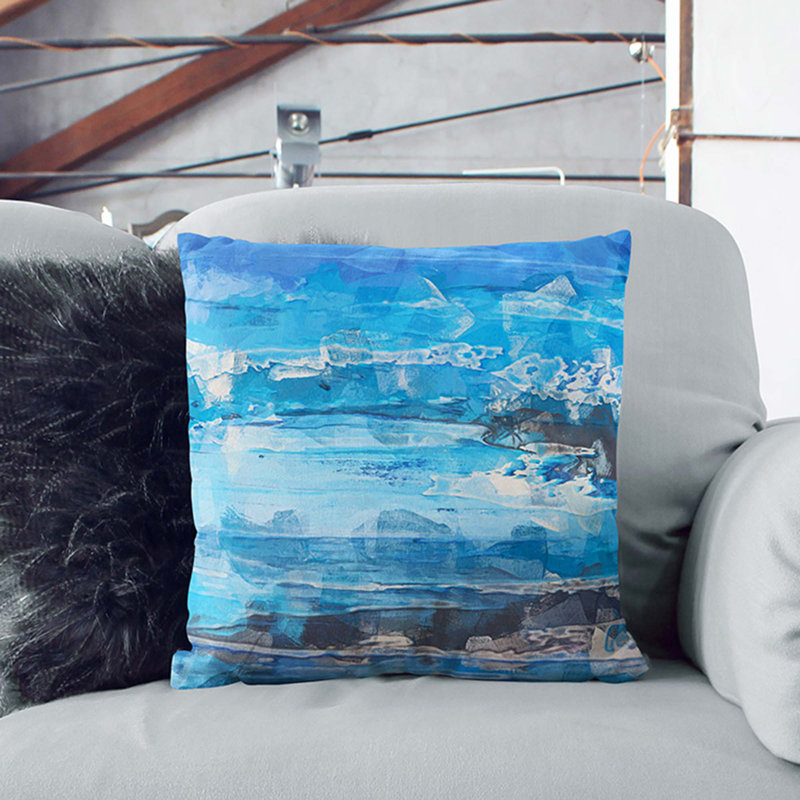 Abstract Square Throw Cushion, 40cm H x 40cm W x 15cm D, Stone