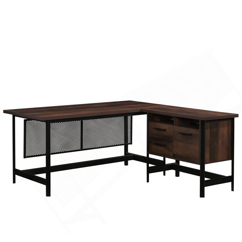 Bureau en L, finition brune