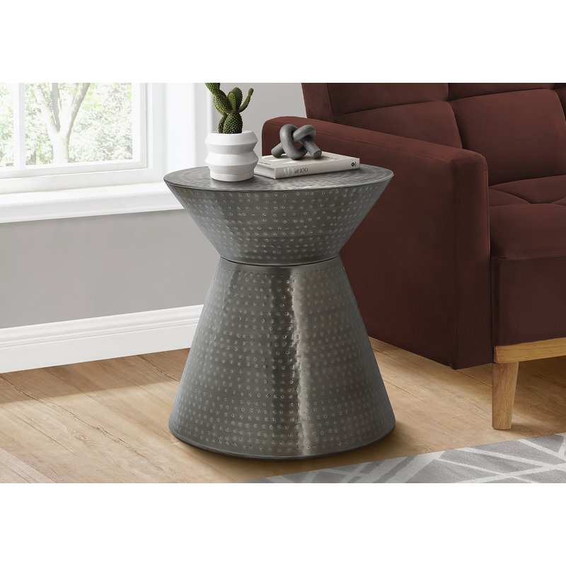 Table d'appoint, tambour, côté, bout, table de chevet, lampe, métal gris, contemporain, moderne, Gris