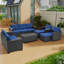 Ensemble de mobilier de patio en rotin 10 pièces, ensemble de canapé modulaire, ensemble de mobilier d'extérieur avec coussins et table basse en verre trempé (canapé de patio)