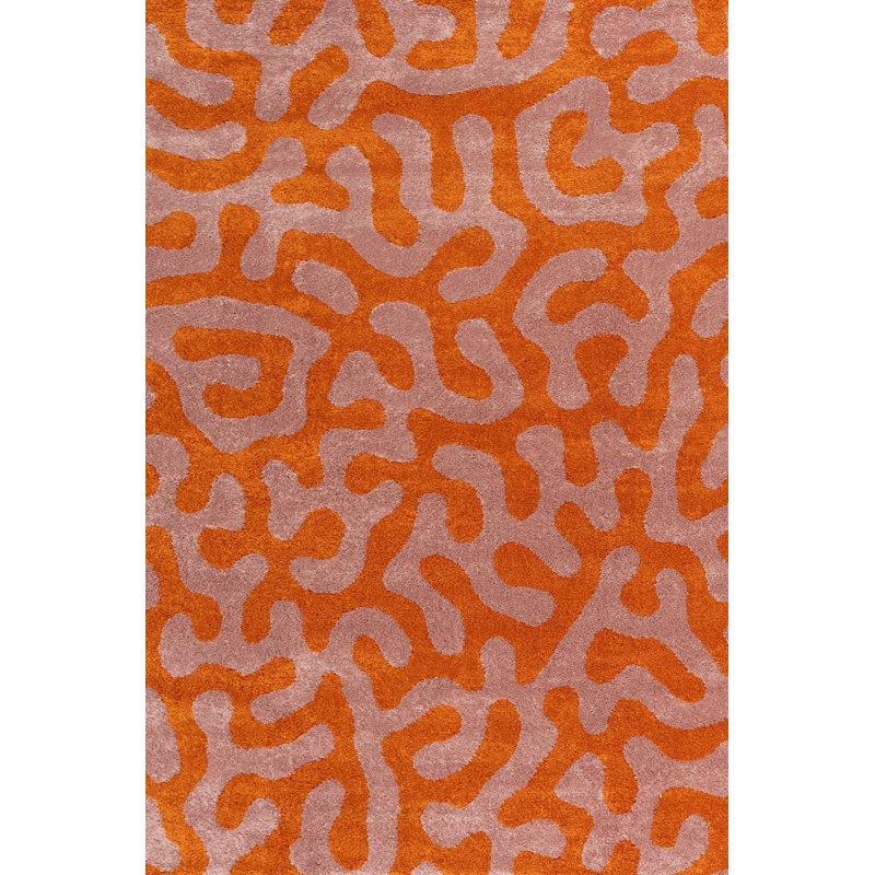 Joli Abstract Doodle Area Rug Soft Dense Pile for Living Rooms and Bedrooms, Orange/Pink, Rectangle 80 x 150 cm
