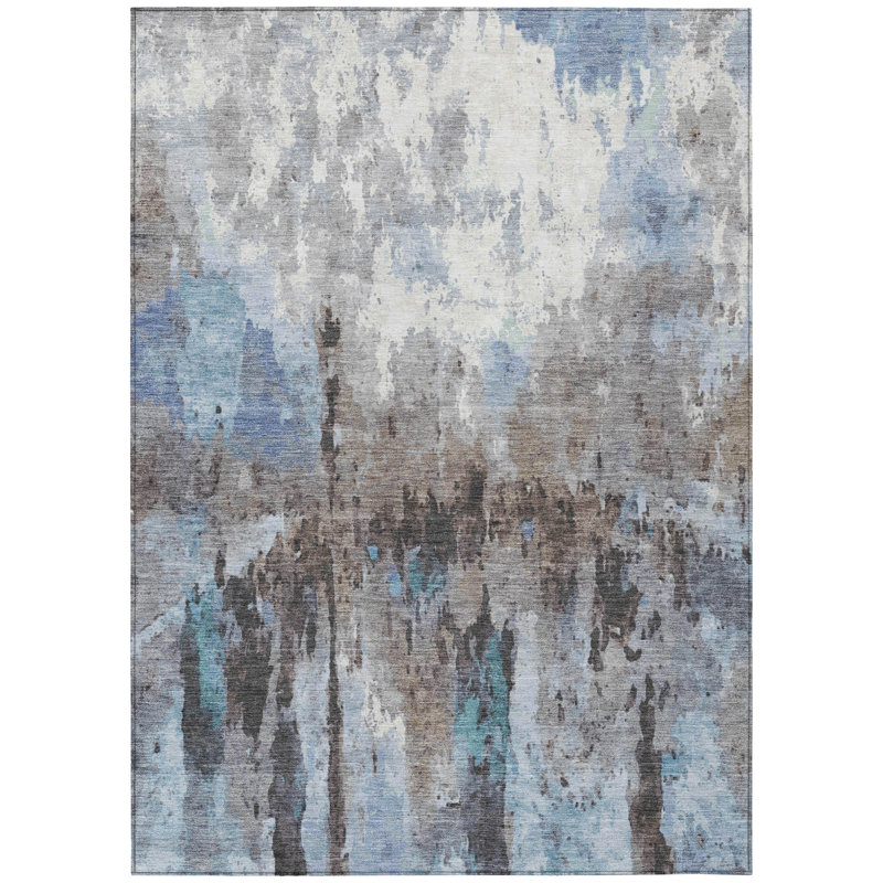 Machine Washable Indoor/Outdoor Pablo ACN2284 Abstract Rug, Rectangle 2'6" x 3'10"