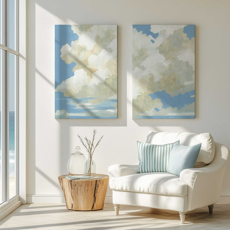 «Calm Clouds in the Breeze», ensemble de 2, H 18 po x l 24 po, Toile tendue