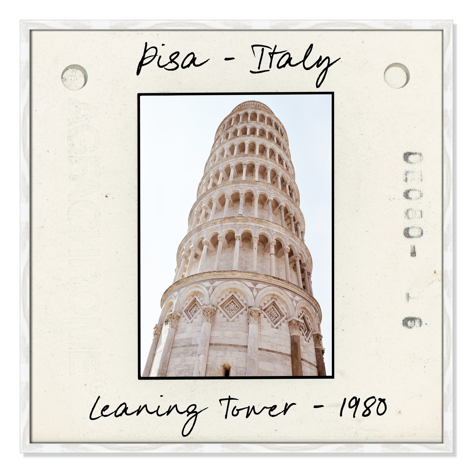 Ritona "Pisa, Italy - Leaning Tower" Print, White Single Picture Framed Paper, 32" H x 32" W x 0.75" D