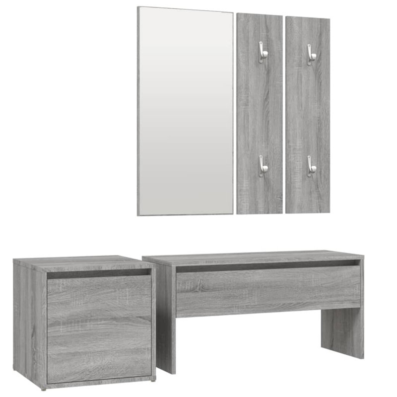Jojuan vidaXL Hallway Furniture Set Engineered Wood, Grey Sonoma