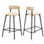 Ensemble de 2 tabourets de comptoir, ensemble de 2 tabourets de bar en papier tissé à la main pour la cuisine (blanc crème)-1856942041