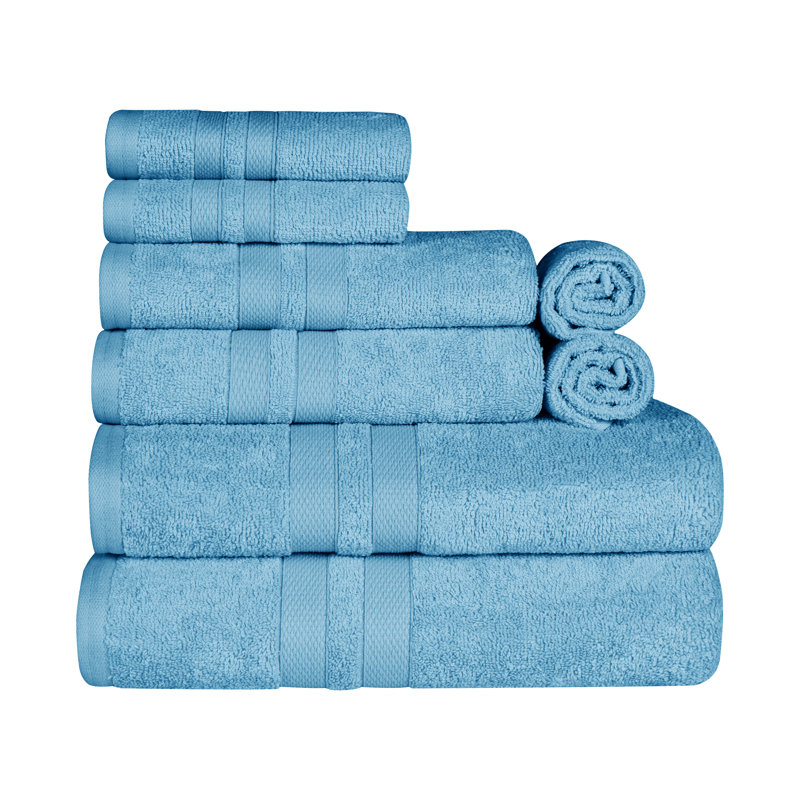 Ensemble de serviettes en coton 8 pièces à séchage rapide Winthrop, Bleu denim