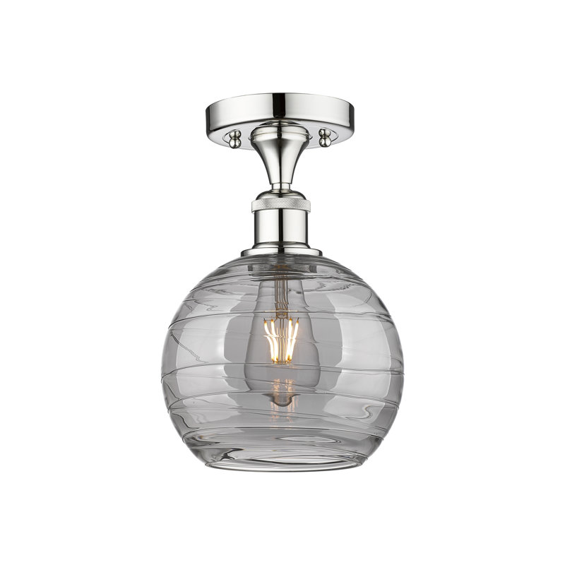 Plafonnier semi-encastré 1 lumière, Chrome poli, H 10 po x l 5,88 po x P 5,88 po