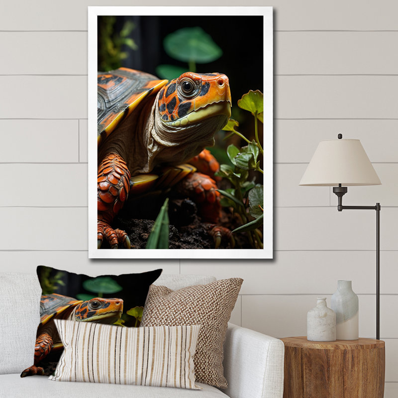 Gros plan sur une tortue vibrante, H 20 po x l 12 po x P 1 po, Cadre simple blanc