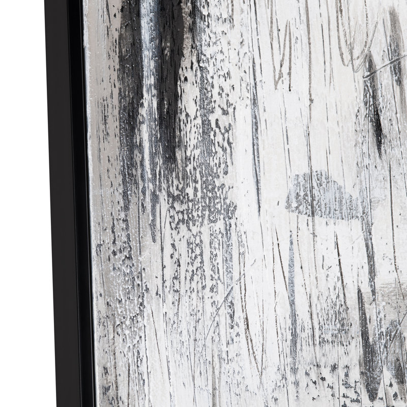 Newman Abstract Contemporary Black & White Framed Canvas Wall Art