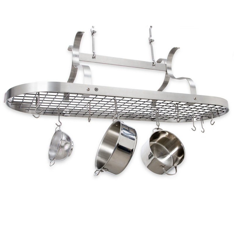 Handcrafted Hanging Pot Rack, Stainless Steel
