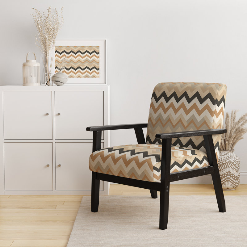 Cantina Upholstered Armchair, Beige/White Polyester, Black Square Arms