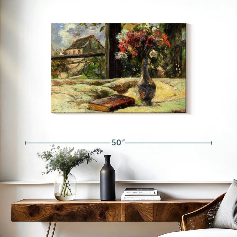 Vase Harnek avec des fleurs sur la fenêtre, H 24 po x l 36 po