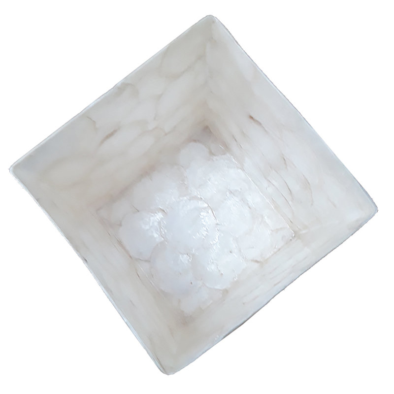 Natural All Capiz Shell Waste Basket 11x8X8