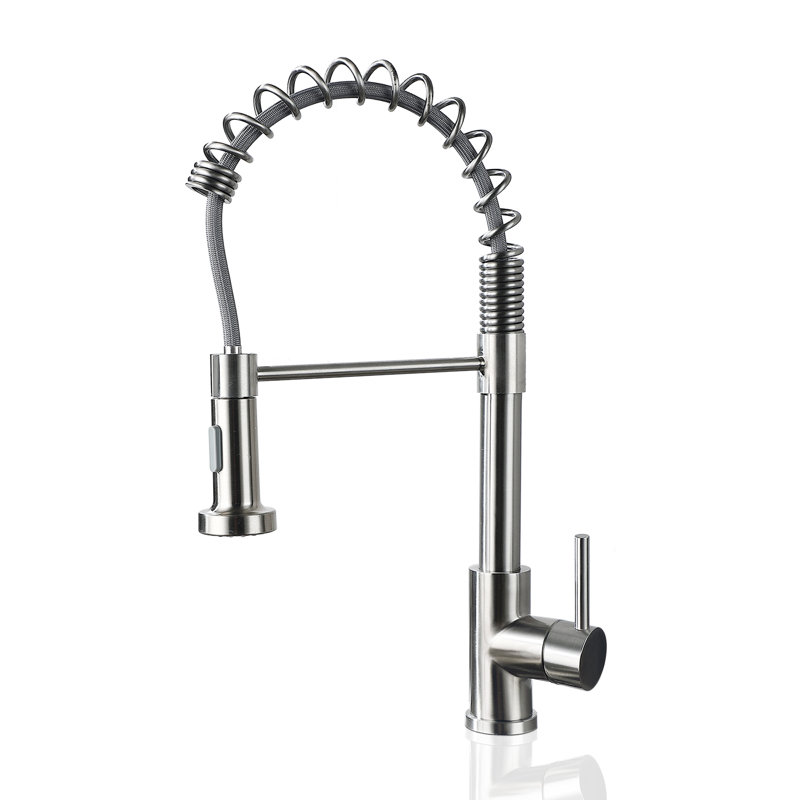 Single Handle Pull Down Sprayer Kitchen Sink Faucet, Brushed Nickel