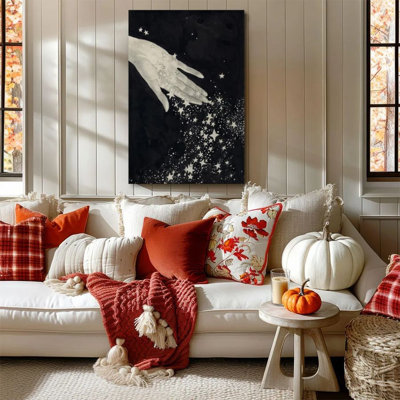 1 piece framed Bernhild painting, Starry Night by Hand, studded with stars, surrealistic art style, decorative printed vintage poster for the wall, home decor, modern artwork perfect gift for bedroom and living room