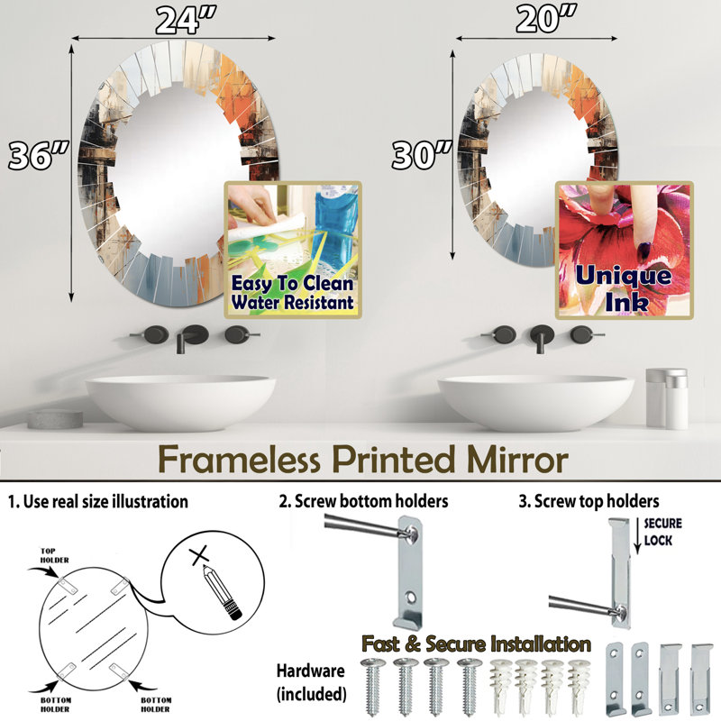Arke - Modern Wall Mirror Oval, 30 po x 20 po