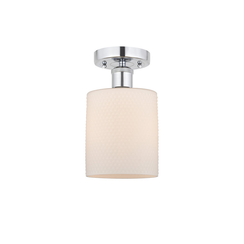 Plafonnier semi-encastré 5 lumières Anelise, Blanc mat, Chrome poli