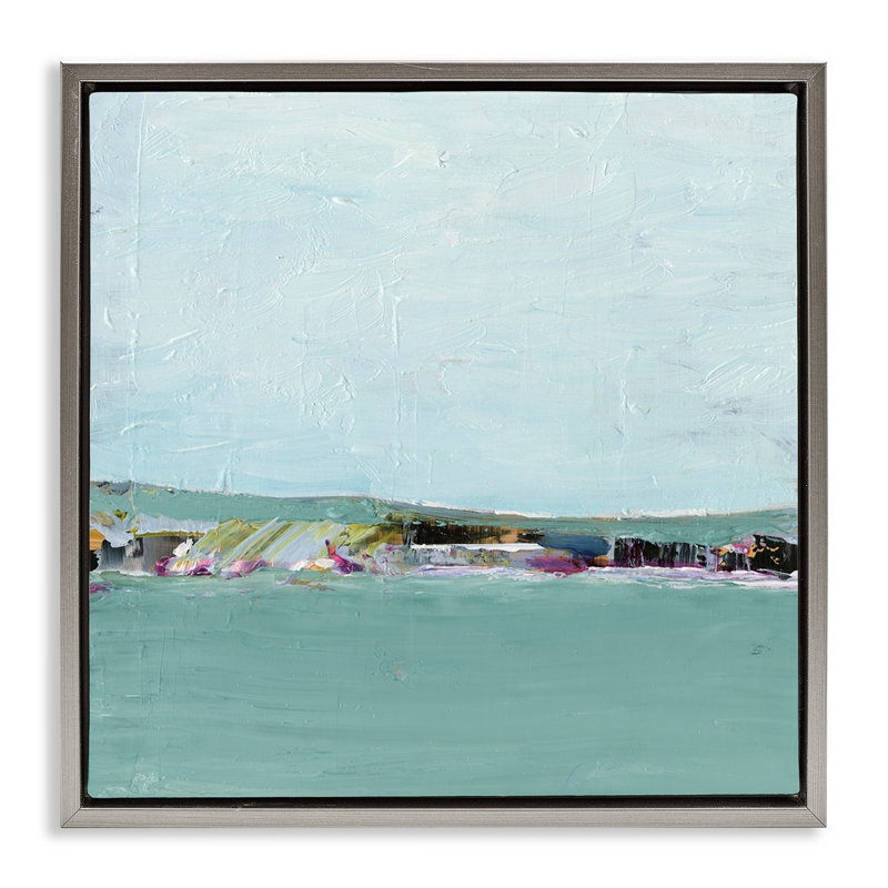 Abstrait, "Ocean Island", art mural encadré flottant par Ethan Harper, Cadre flottant gris lustré, H 25 po x l 25 po