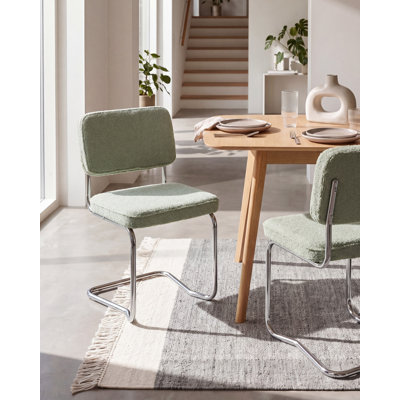 Casy 49 cm H Upholstered Boucle Cantilever Chair in Green