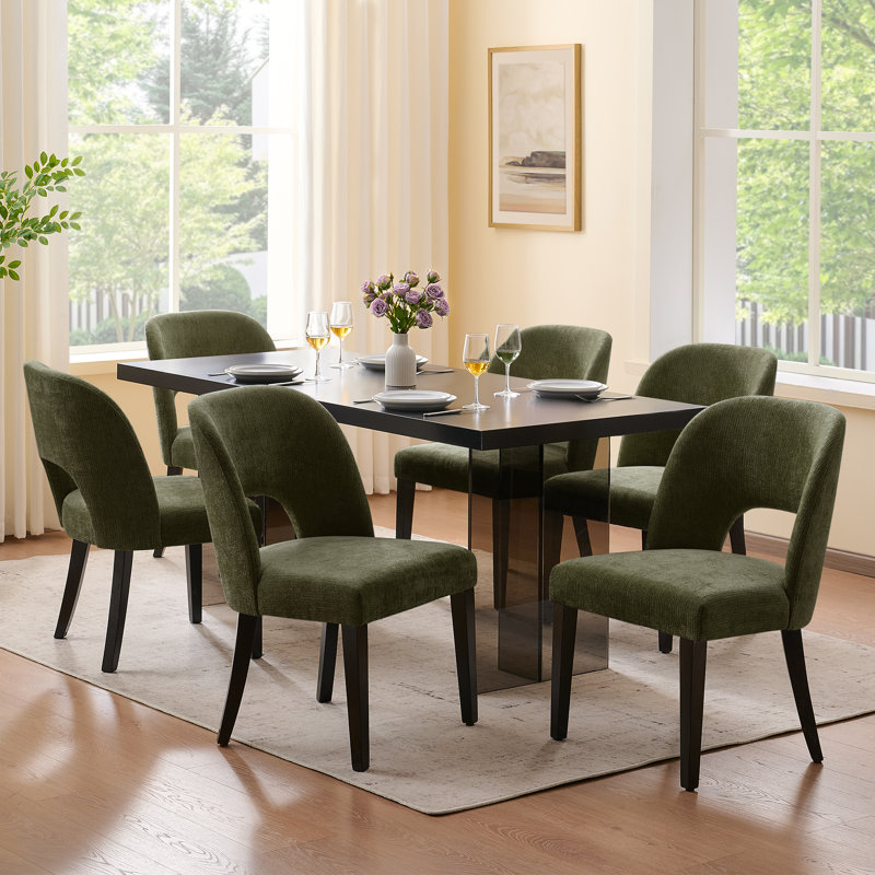 47 cm H Upholstered Chenille Dining Chair, Green