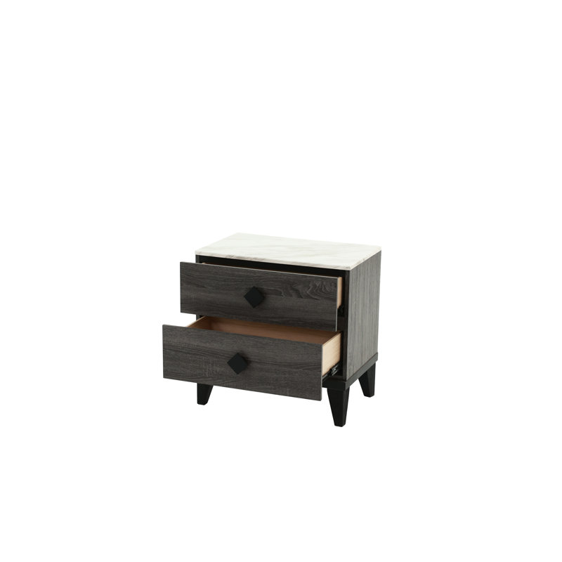 Table de chevet recouverte de faux marbre de style chêne gris foncé rustique, 23 po x 15 po 23 po avec plateau, pouces x 15