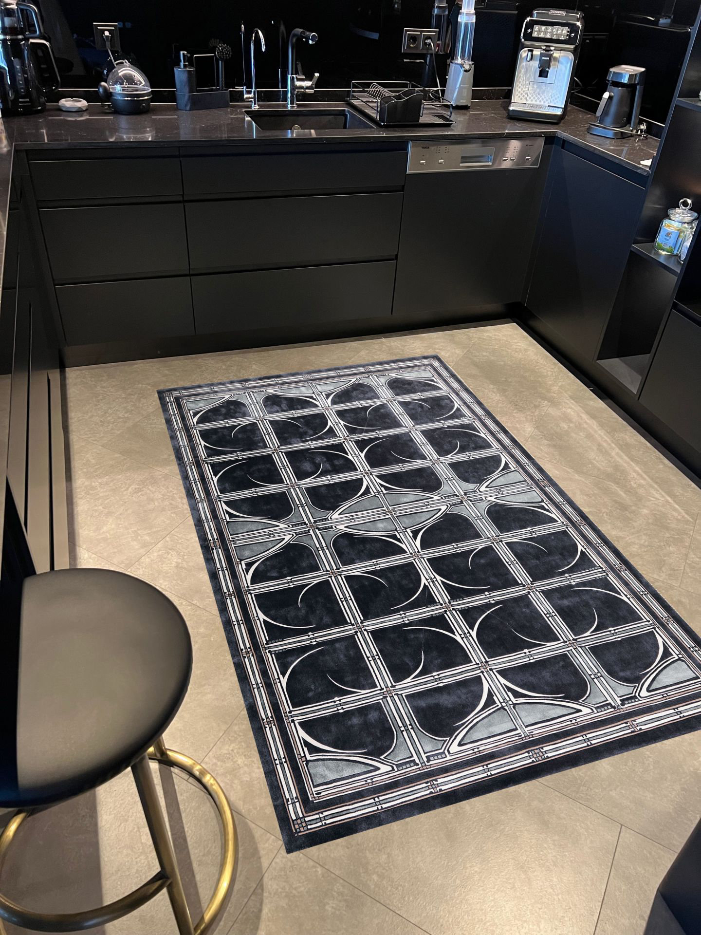 METG HOME Geometric Pattern Gray Woven Base Rug | Wayfair
