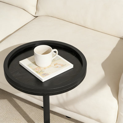 Adjustable Height Round Side Table For Small Spaces - Compact Drink Table With Sturdy Pedestal Base For Living Room, Bedroom, Or Office