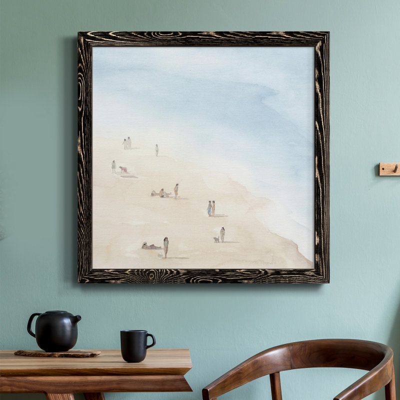 Beach Goers II - Toile encadrée de qualité supérieure - prête à être accrochée, Cadre noir, H 17 po x l 17 po x P 1 po