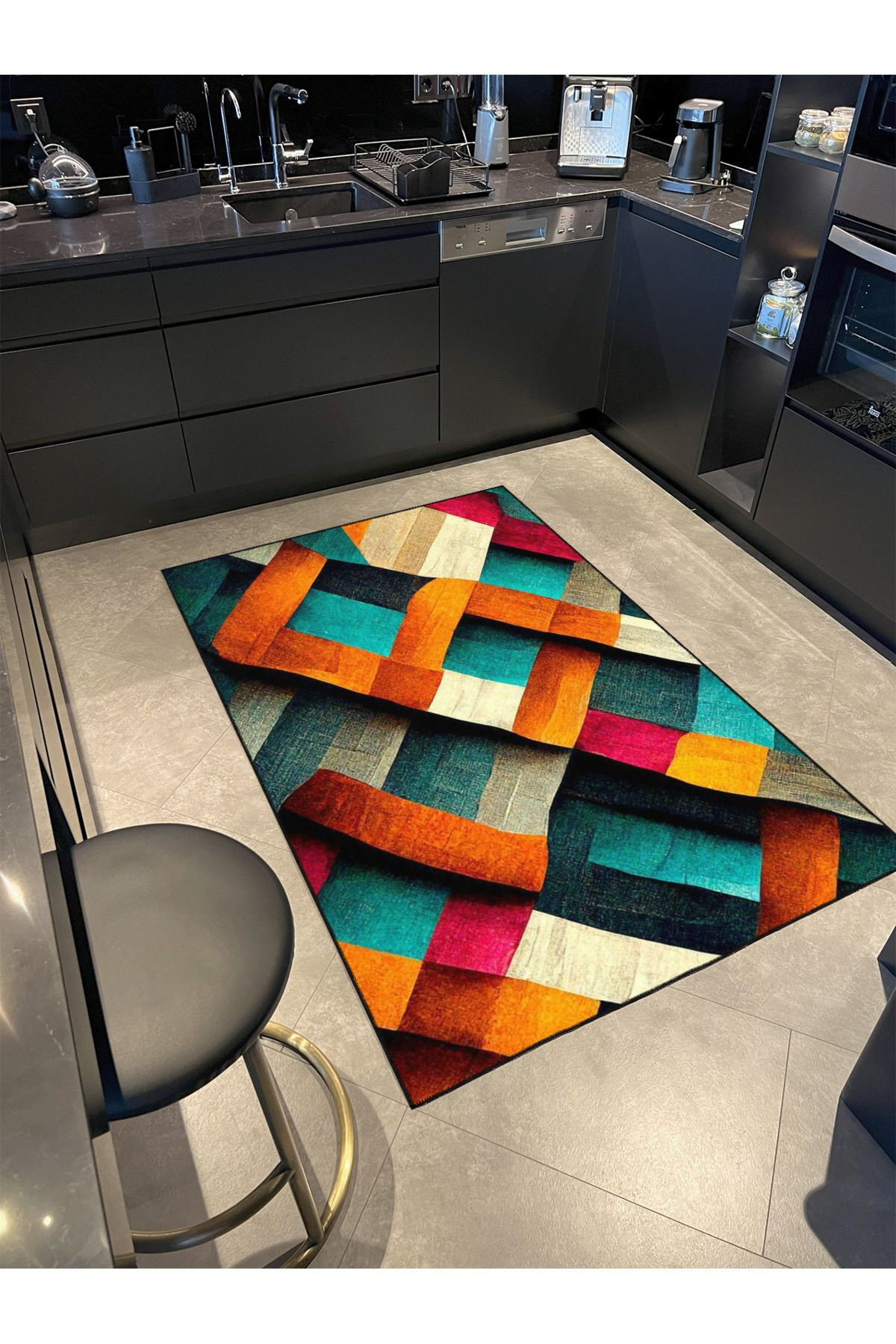 Hokku Designs Multicolor Overlapping Patterned Woven Base Washable Rug ...