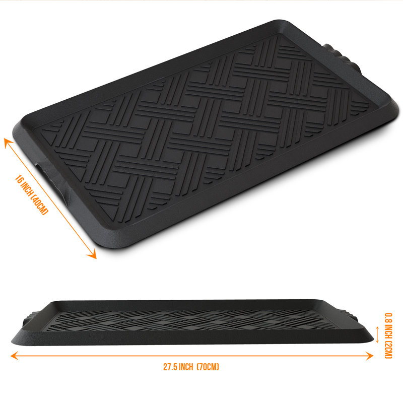 Rubber Boot Tray, Shoe Trays for Entryway, Versatile Door Mat Tray with Raised Edge, 27.5"x16" Rubber Mat for Indoor/Outdoor Use