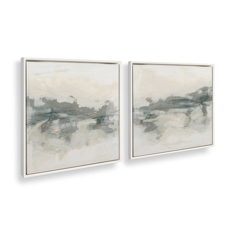 Ensemble de 2 lignes douces de mémoire, Cadre flottant blanc opaque, H 33 po x l 66 po
