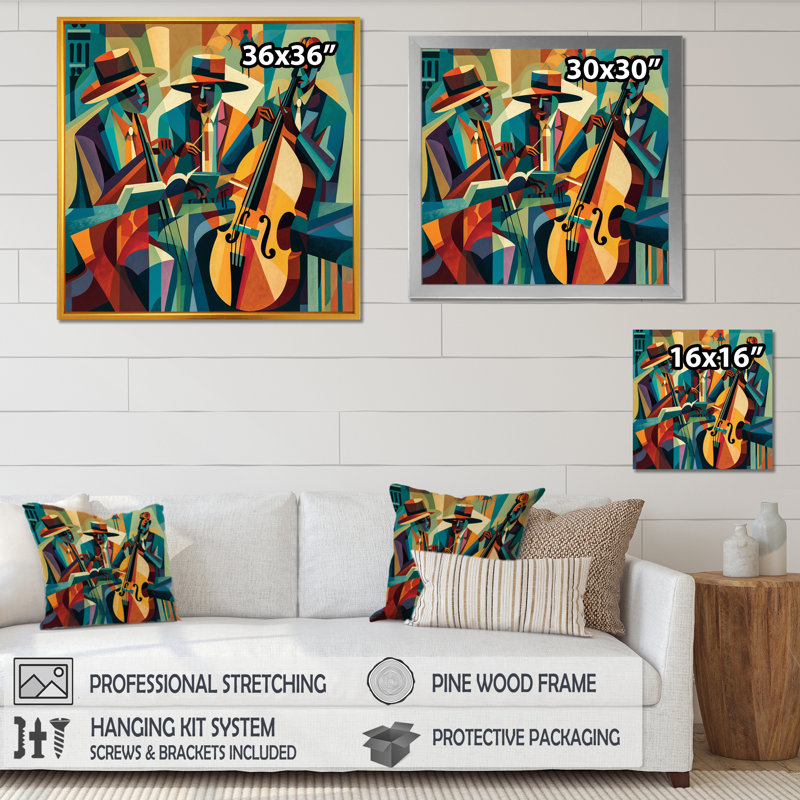 «Jazz Performance On Stage III - Music Jazz», reproduction d'art sur toile encadrée, H 36 po x l 36 po x P 1,5 po