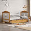 Lit simple en forme de maison avec tiroirs et barrière de sécurité Lit pour tout-petits pour filles, aucun sommier nécessaire