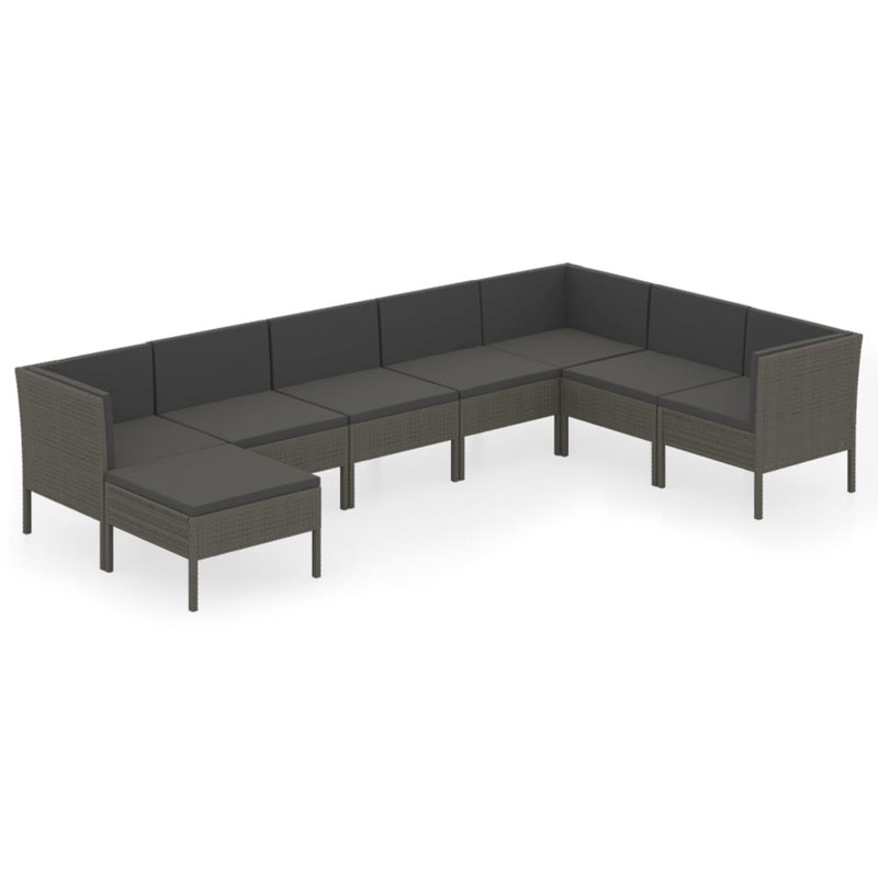 Lawenda 23.6" Wide Square Patio Sectional Set with Cushions, Light Gray, Gray