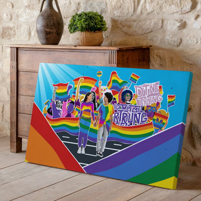 Canvas A Vibrant And Dynamic Scene Depicting A Diverse Crowd Gathered Wall Art In A Celebratory Protest Showcasing A Spectrum Of Canvas Wall Art