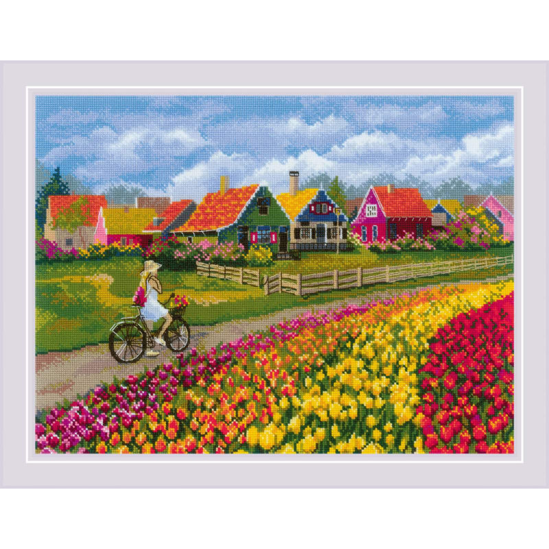  Kit de point de croix compté Tulip Field R2148
