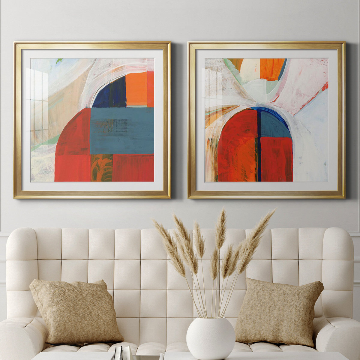 Ivy Bronx Blue Orange III - 2 Piece Picture Frame Graphic Art Print Set ...