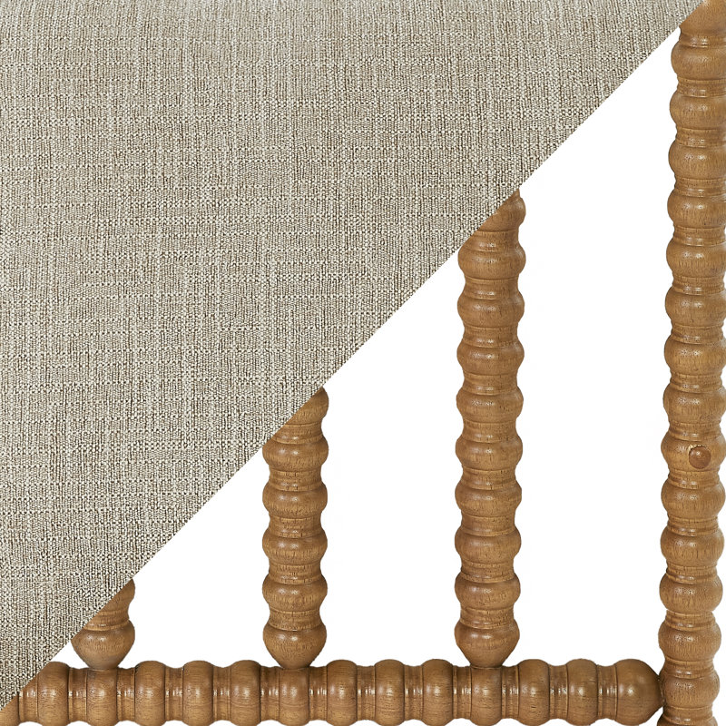 Millissa Spindle Solid Wood Accent Armchair with Upholstered Thick Cushion and Back, Brown/Beige 