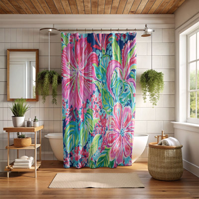 Preppy Pink Florals - 1 Piece Standard Shower Curtain