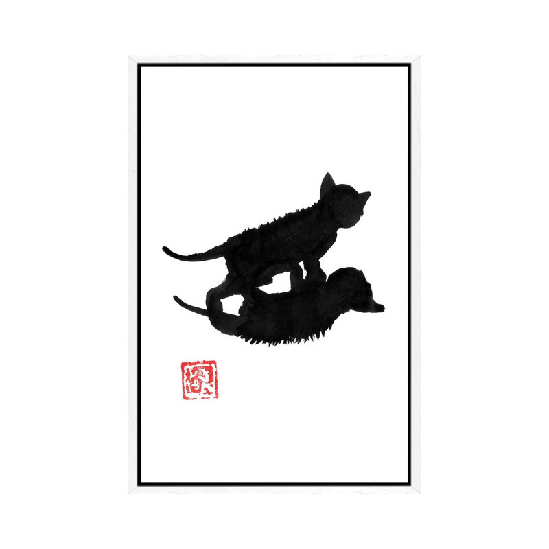 Cat Shadow by Péchane - Painting on Canvas, White Framed, 152.5 cm H x 101.5 cm W x 3.175 cm D