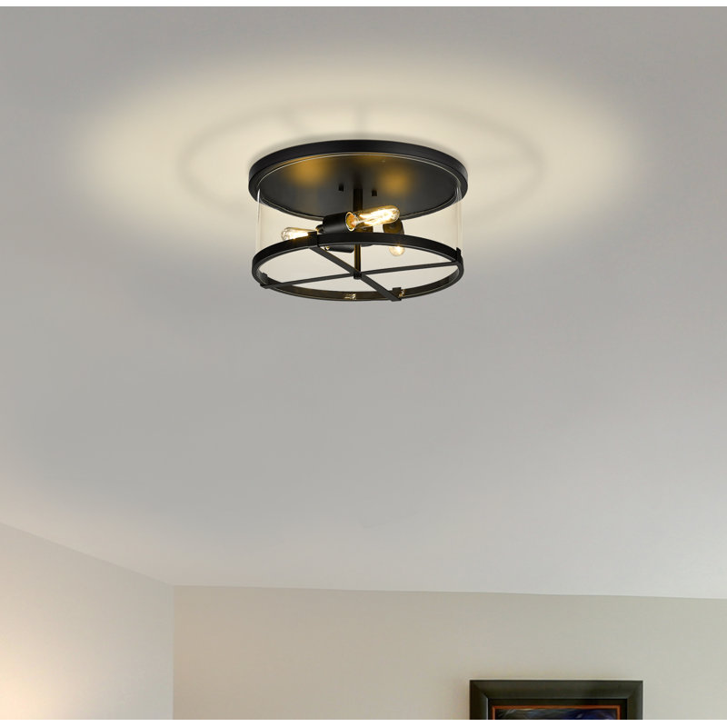 Mabe Glass Flush Mount, Matte Black