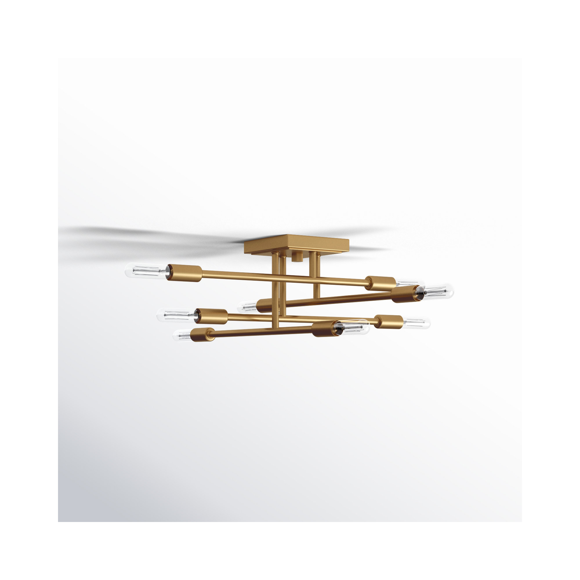Jordy 8-Light Steel Sputnik Semi Flush Mount, Warm Brass