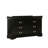 Ryla Wide Dresser, 6 Drawers, Nickel Metal Handles, Black Solid Wood